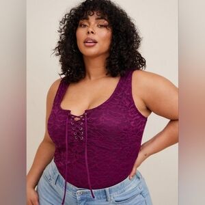 Torrid Lace Corset Seamed Lace-Up Bodysuit